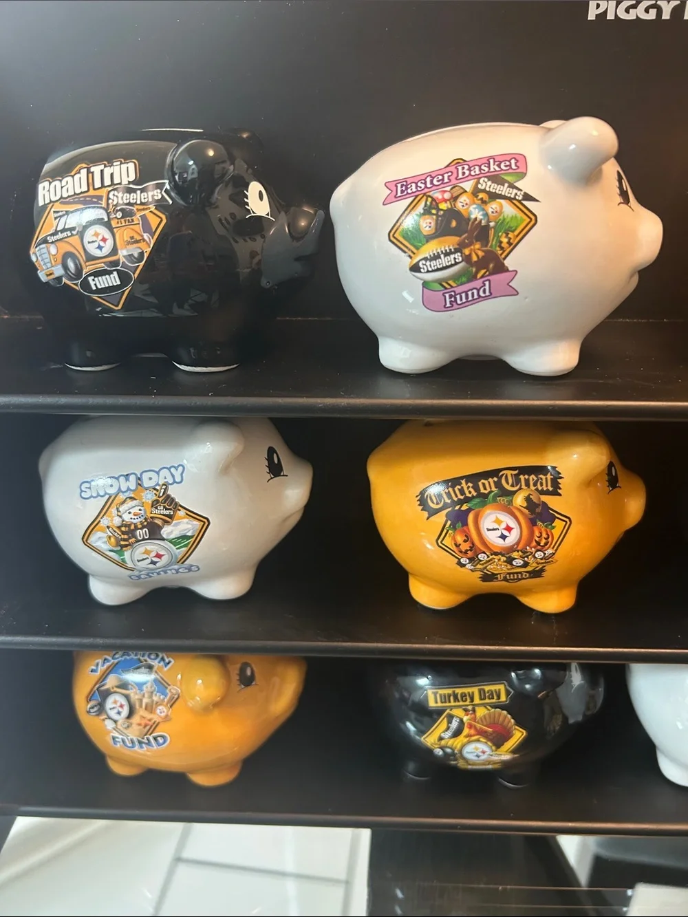 RARE Willabee & Ward 15 Steelers Piggy Bank Collection Wall Display